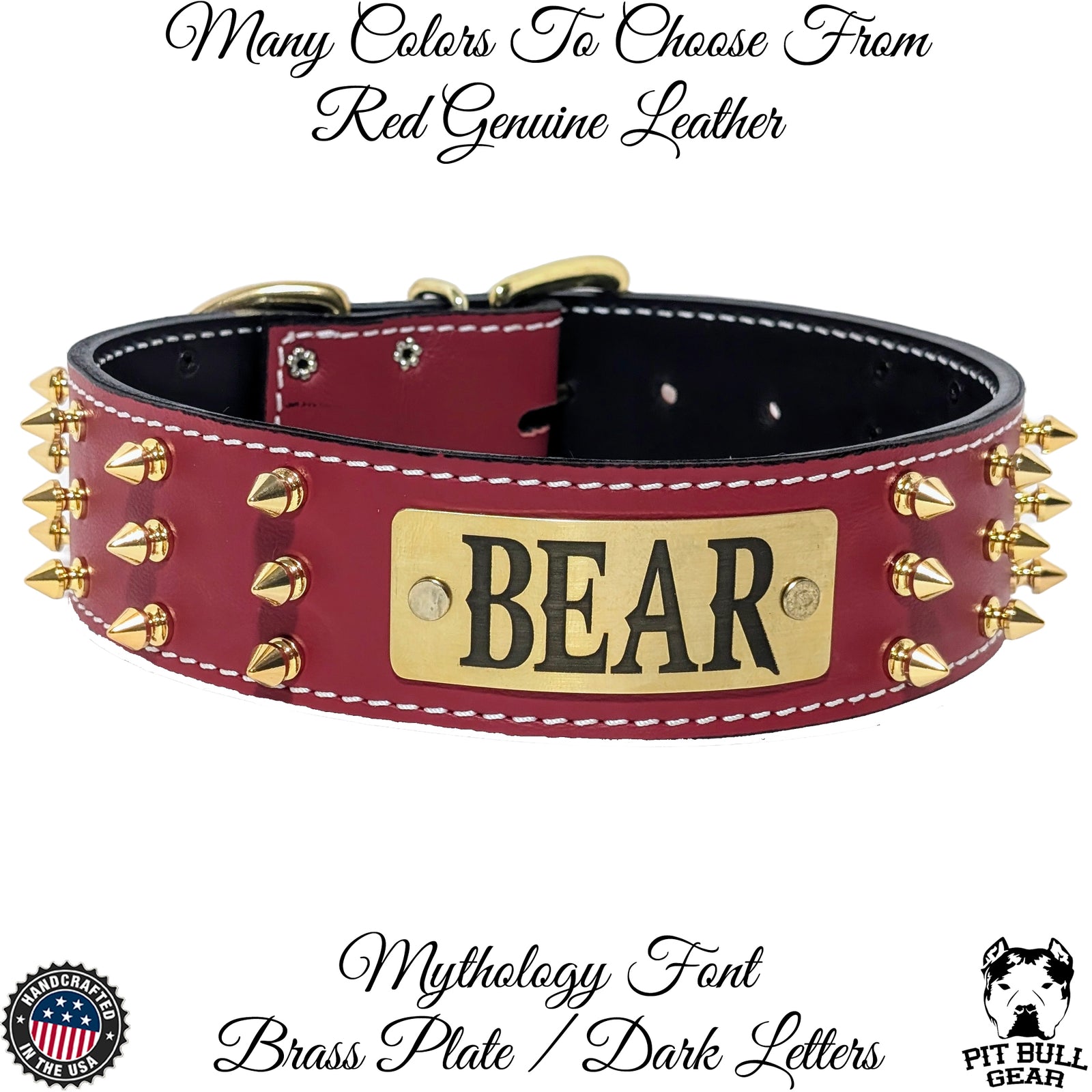 W52 - 2" Wide Personalized Spiked Leather Dog Collar