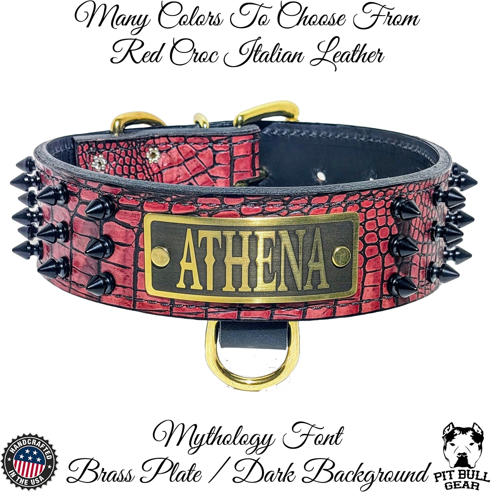 W52 - 2" Wide Personalized Spiked Leather Dog Collar