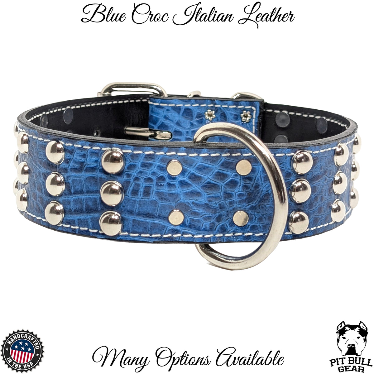 W55 - Collar para perros de cuero tachonado de 2&quot; de ancho
