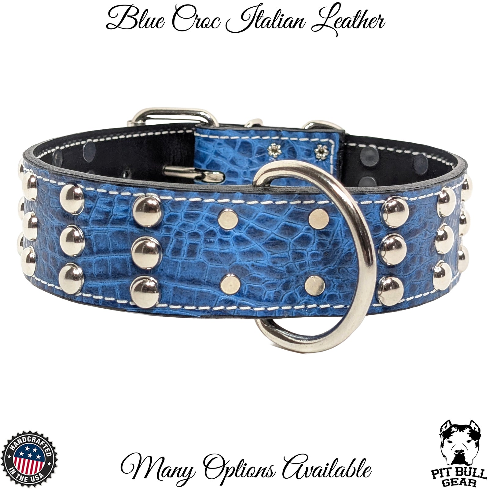 W55 - 2" Wide Studded Leather Dog Collar