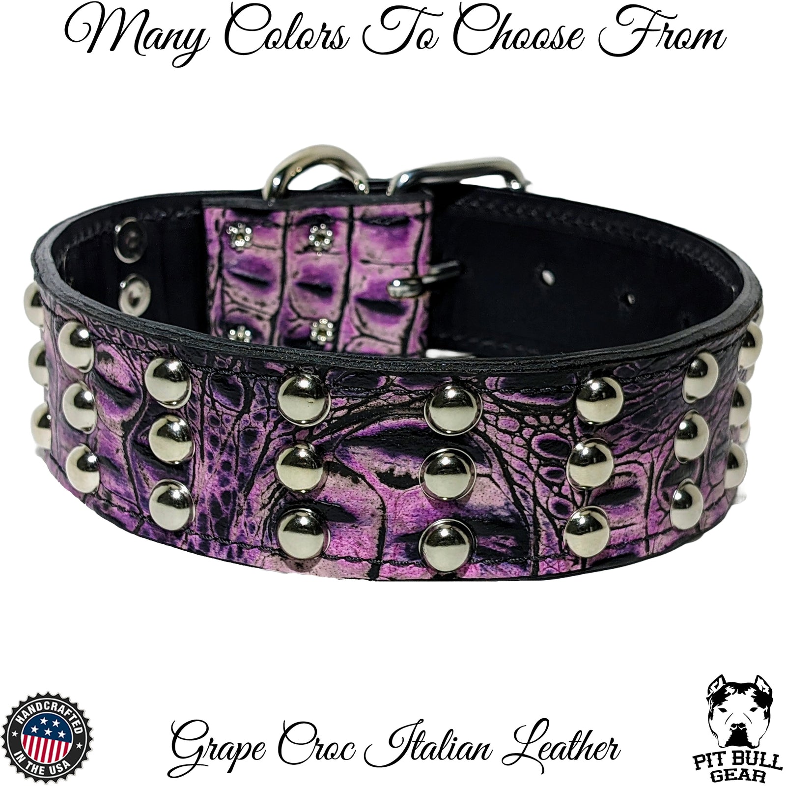 W55 - 2" Wide Studded Leather Dog Collar