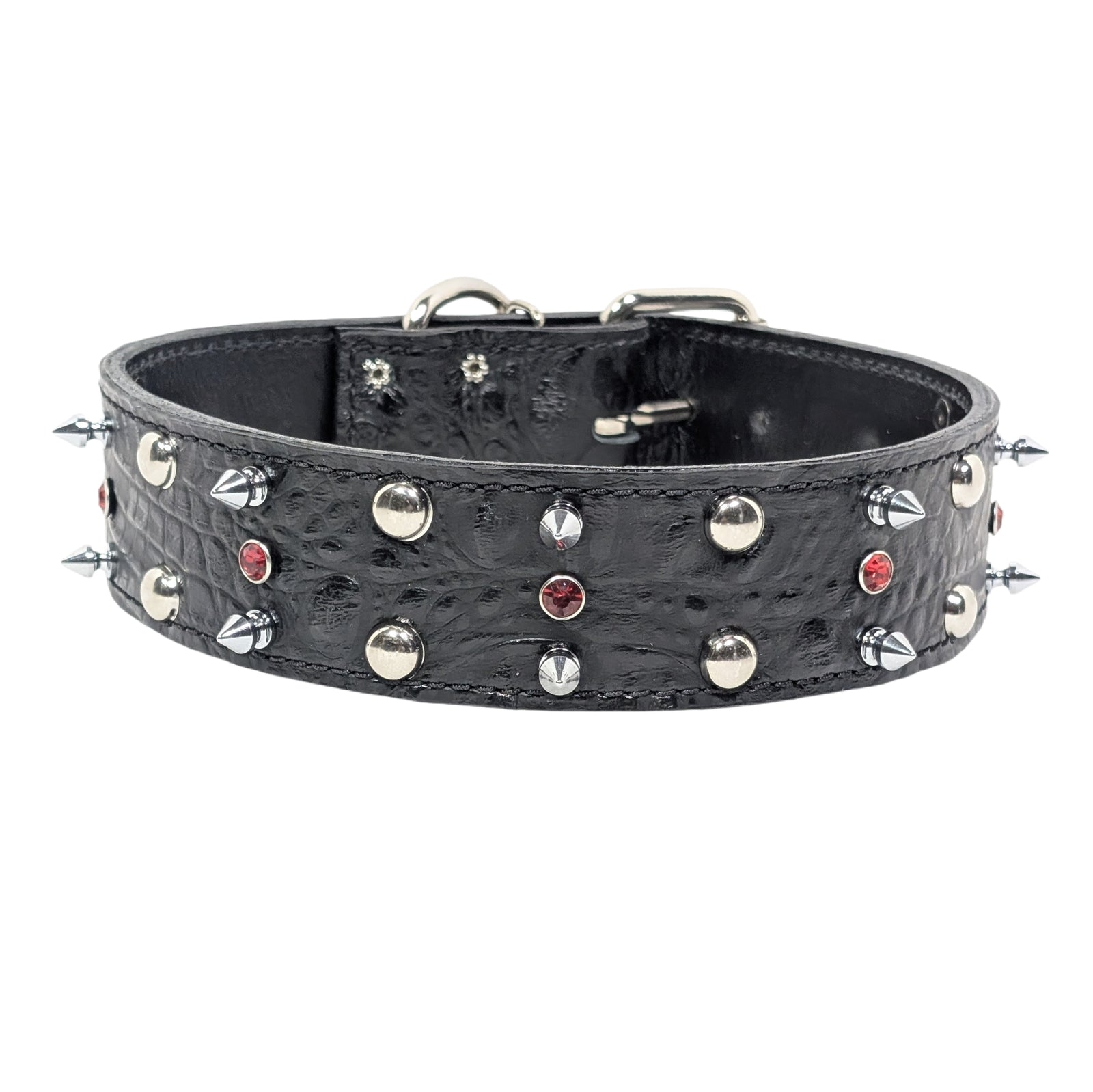 W8 - 2" Wide Leather Spiked & Studded Dog Collar