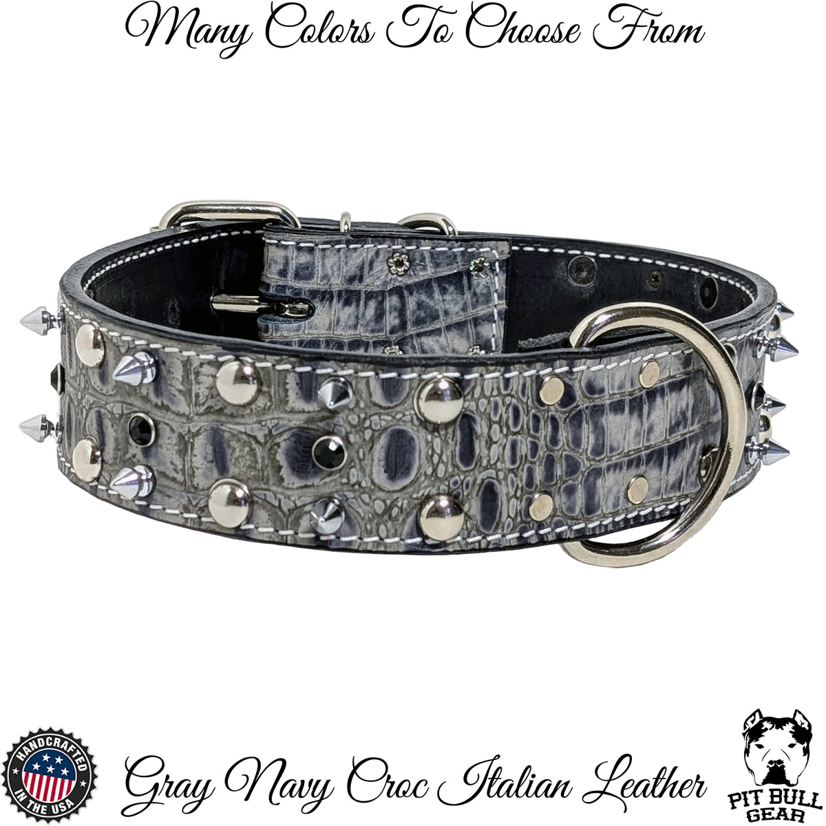 W8 - 2" Wide Leather Spiked & Studded Dog Collar