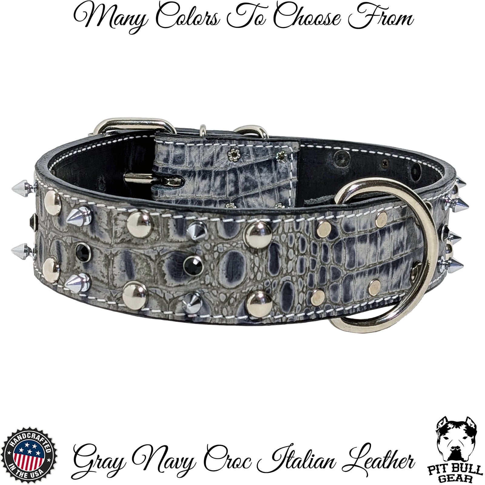 W8 - 2" Wide Leather Spiked & Studded Dog Collar