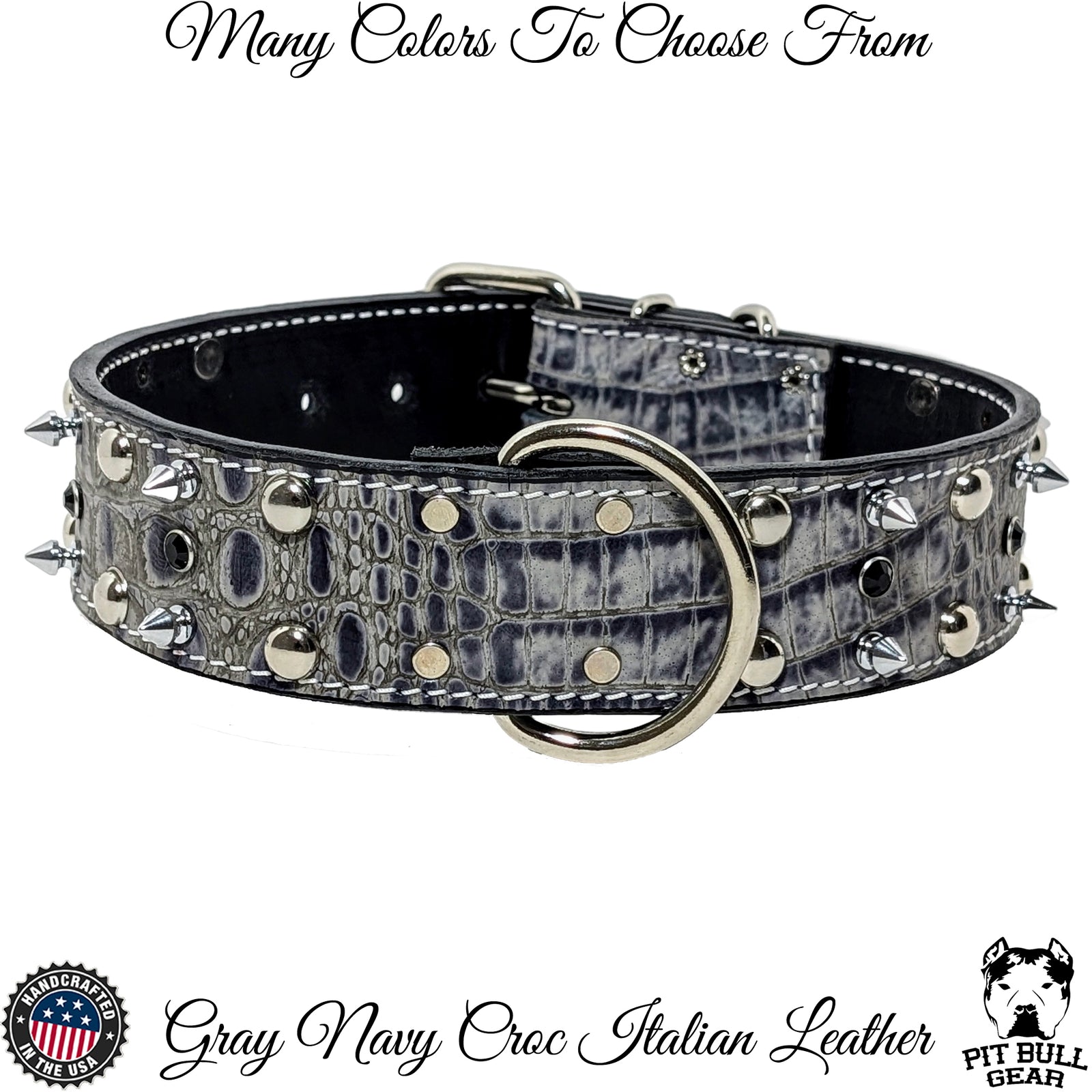 W8 - 2" Wide Leather Spiked & Studded Dog Collar
