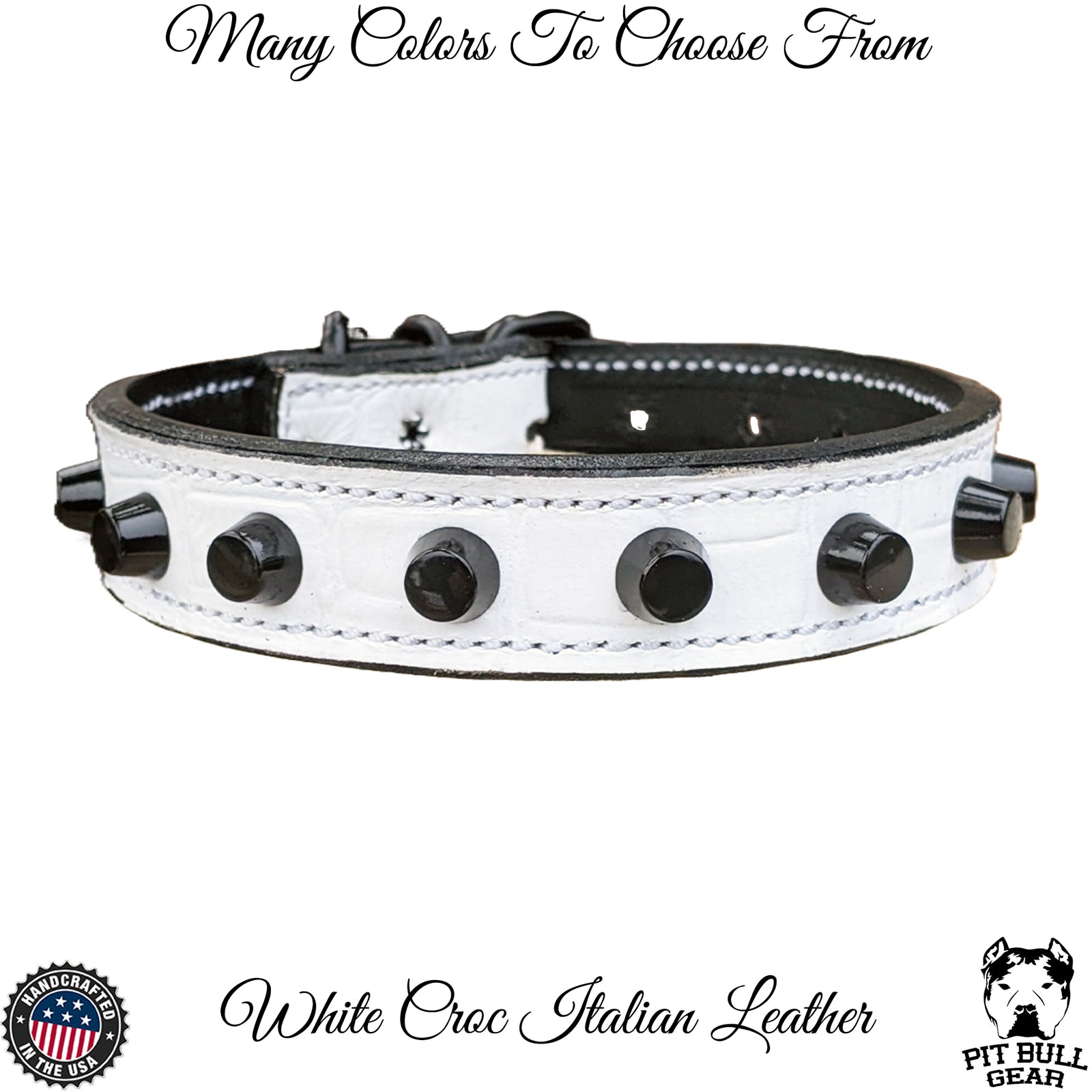 U6 - Custom 1" Wide Italian Leather Dog Collar with Bucket Studs