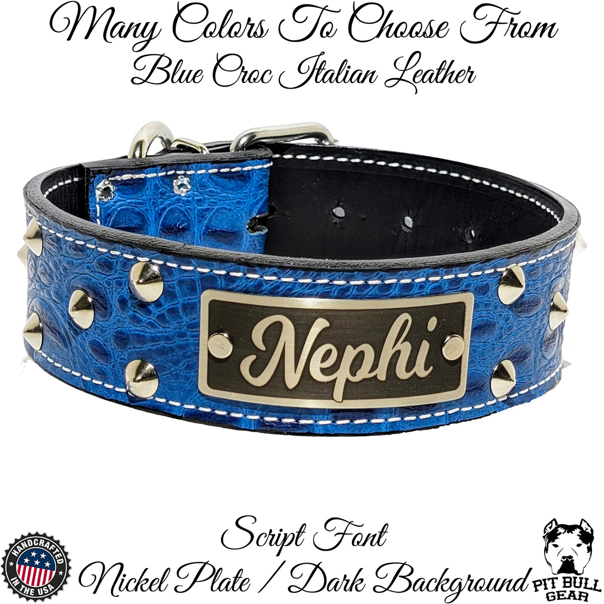 WN1 - 2" Wide Personalized Leather Dog Collar with Studs