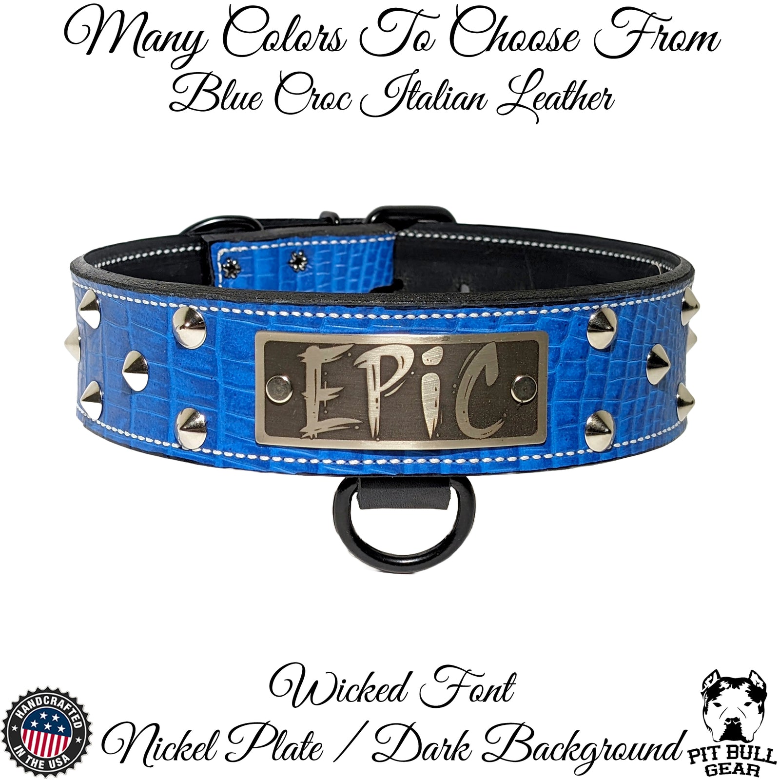 WN1 - 2" Wide Personalized Leather Dog Collar with Studs