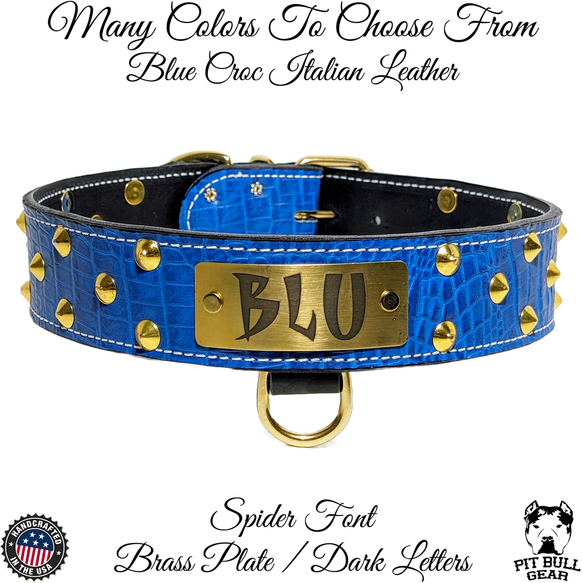 WN1 - 2" Wide Personalized Leather Dog Collar with Studs