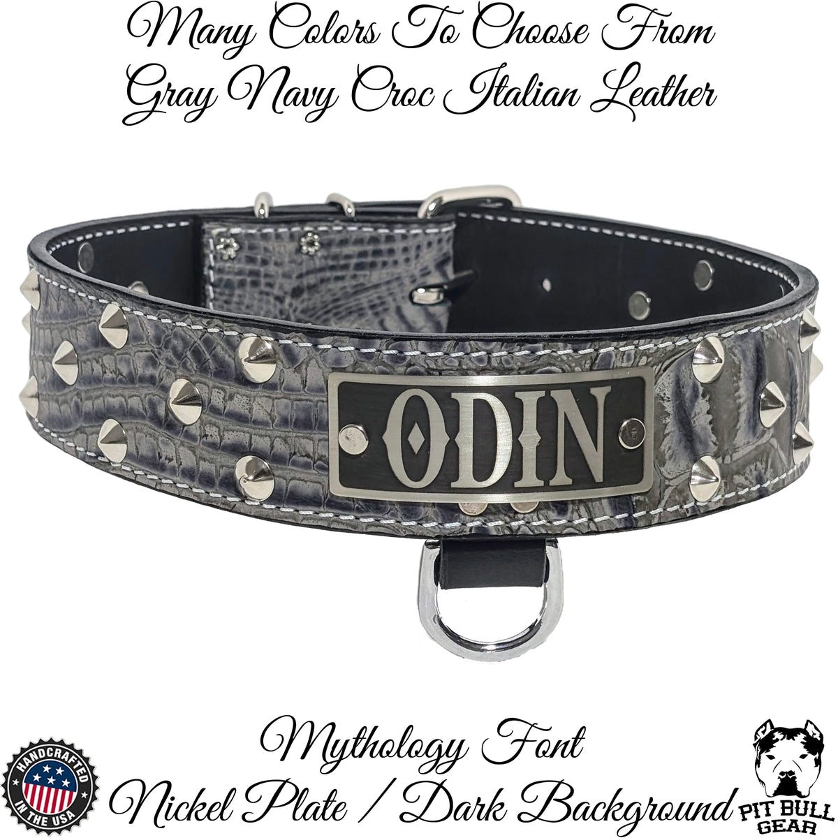 WN1 - 2" Wide Personalized Leather Dog Collar with Studs