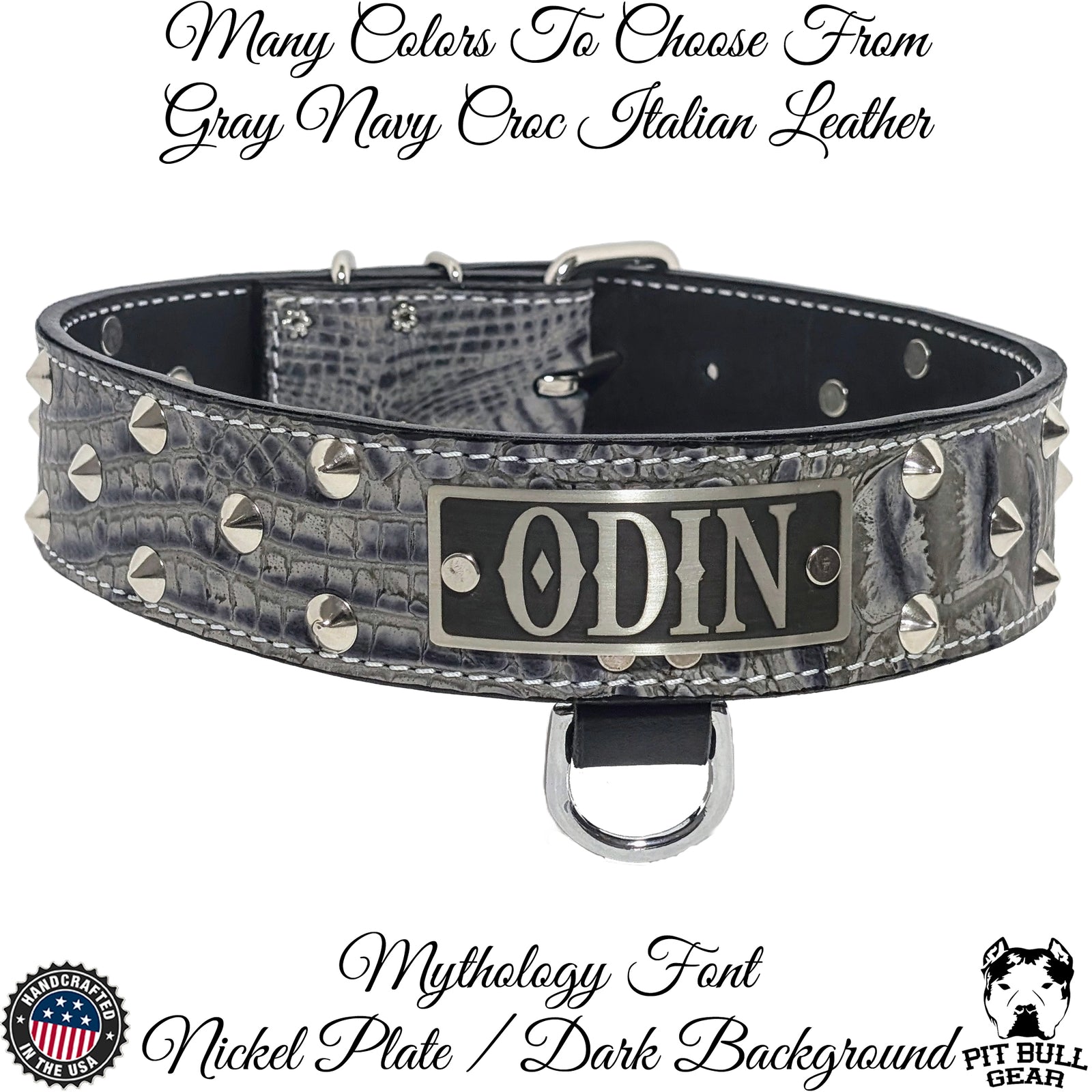 WN1 - 2" Wide Personalized Leather Dog Collar with Studs