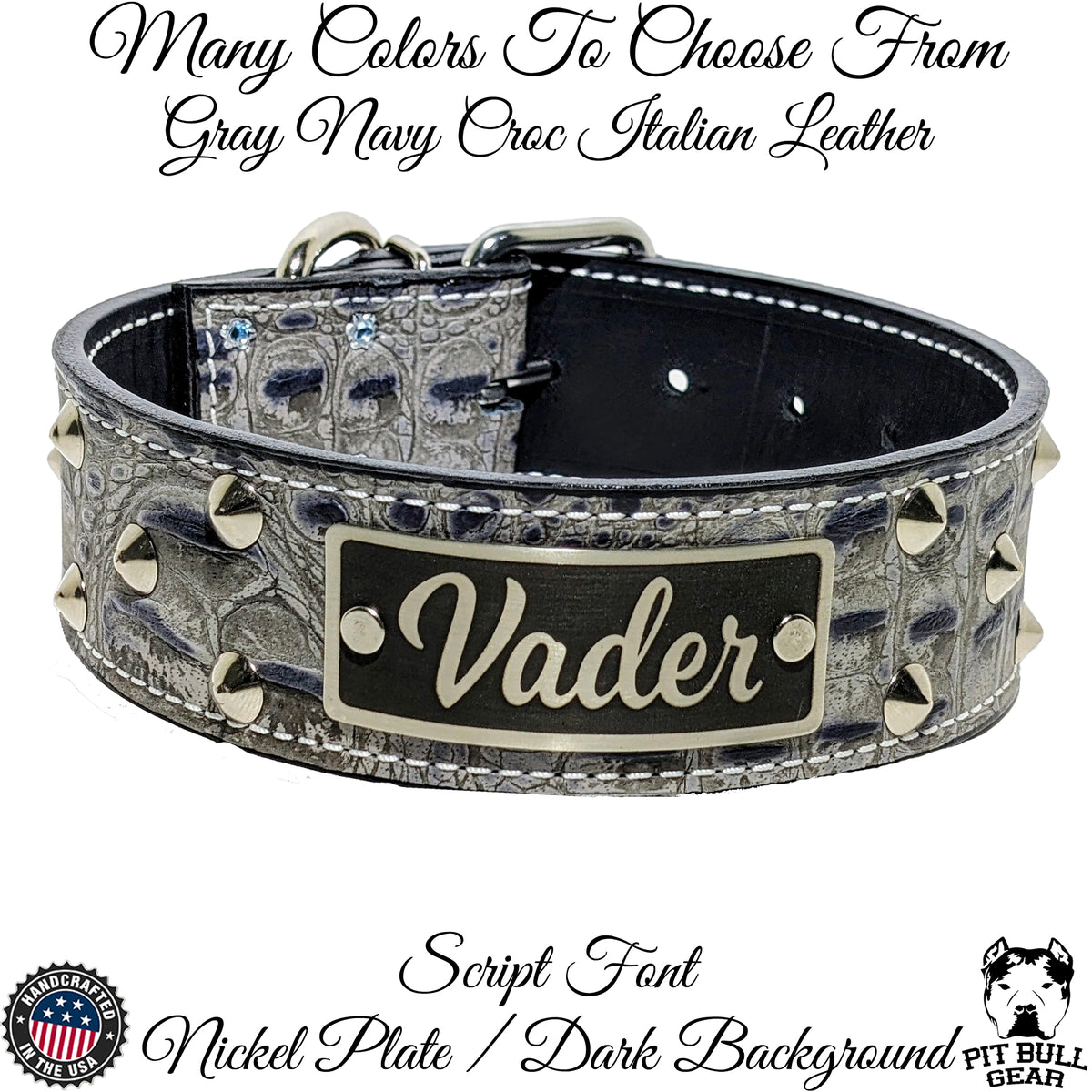 WN1 - 2" Wide Personalized Leather Dog Collar with Studs