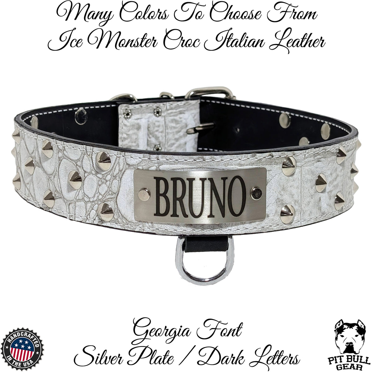 WN1 - 2" Wide Personalized Leather Dog Collar with Studs