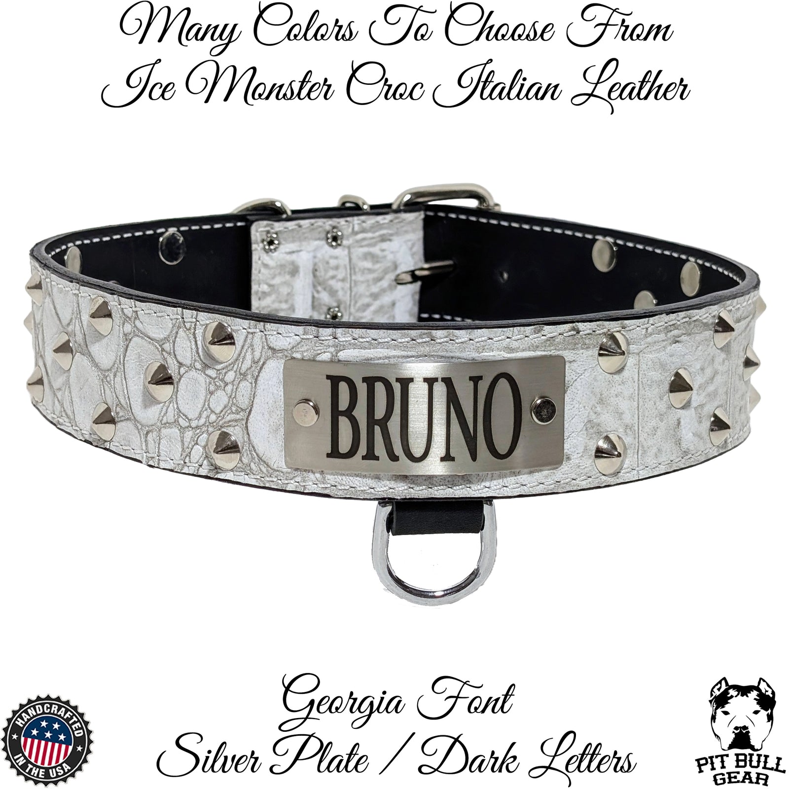 WN1 - 2" Wide Personalized Leather Dog Collar with Studs
