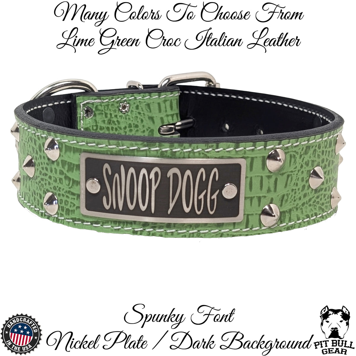 WN1 - 2" Wide Personalized Leather Dog Collar with Studs