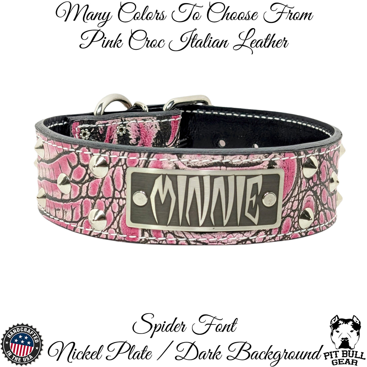 WN1 - 2" Wide Personalized Leather Dog Collar with Studs