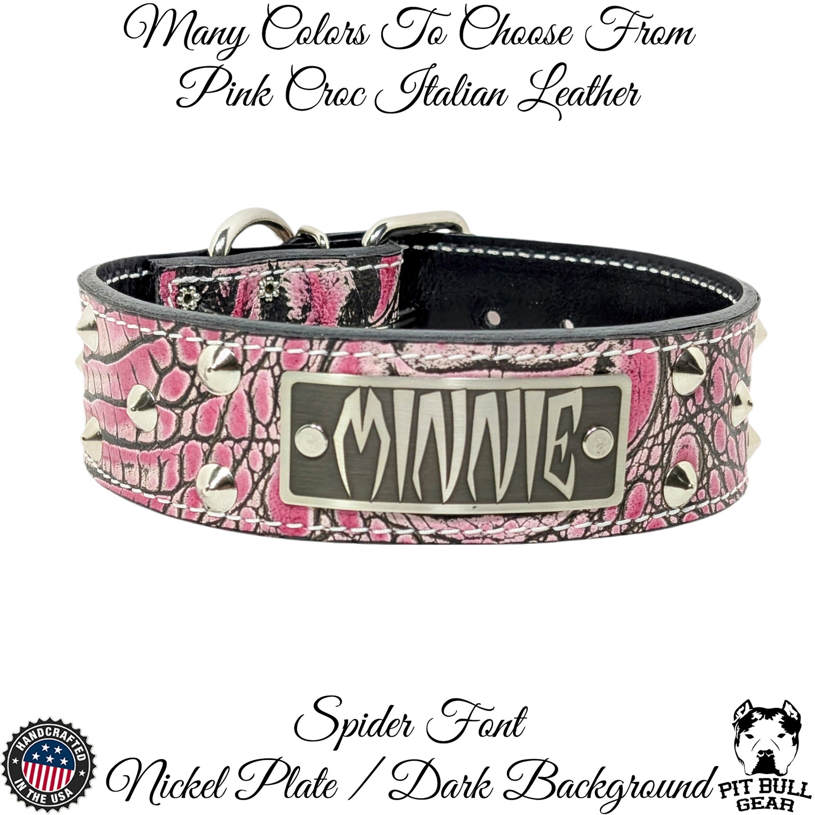 WN1 - 2" Wide Personalized Leather Dog Collar with Studs