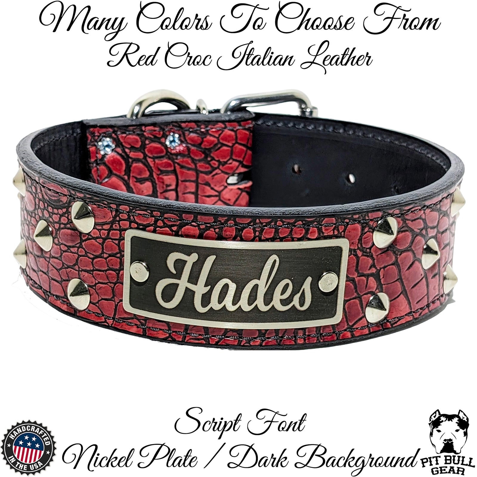 WN1 - 2" Wide Personalized Leather Dog Collar with Studs