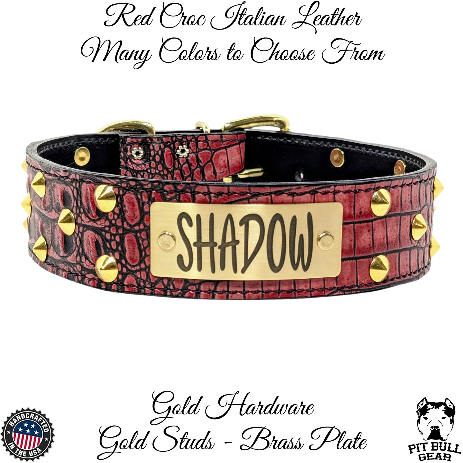 WN1 - 2" Wide Personalized Leather Dog Collar with Studs