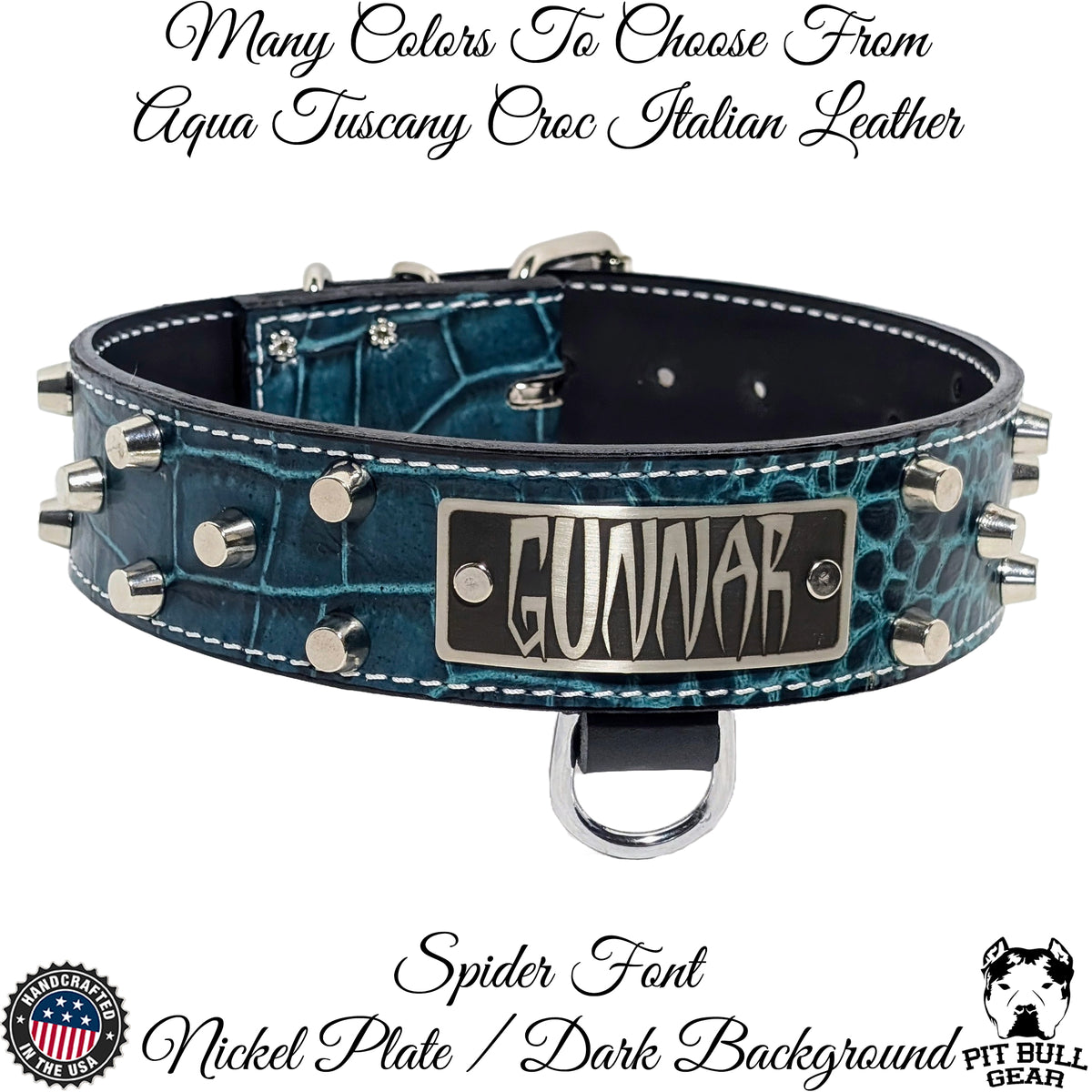 WN4 - 2" Wide Personalized Leather Dog Collar with Bucket Studs