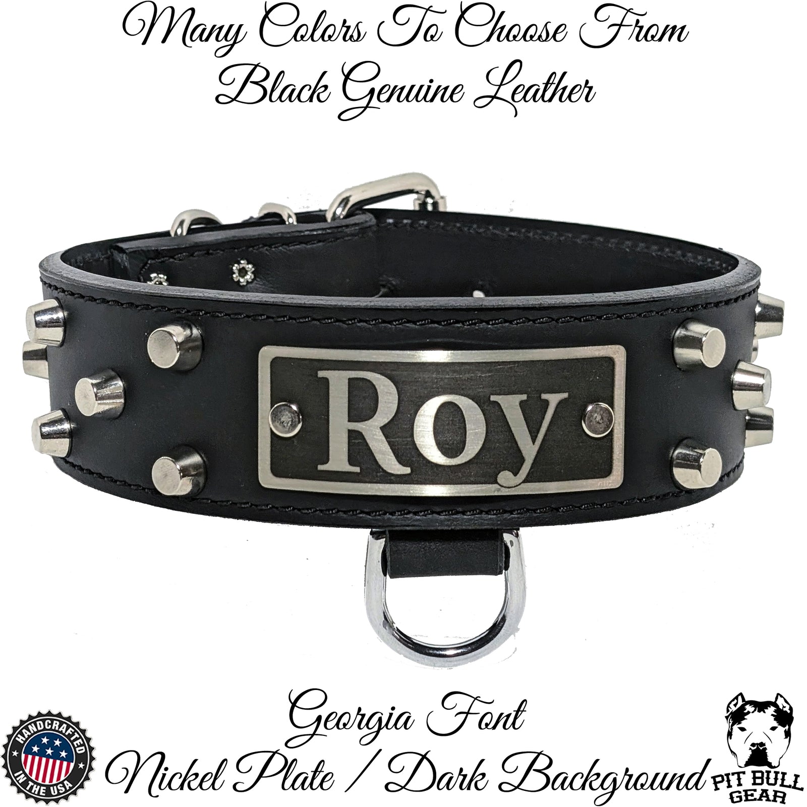 WN4 - 2" Wide Personalized Leather Dog Collar with Bucket Studs