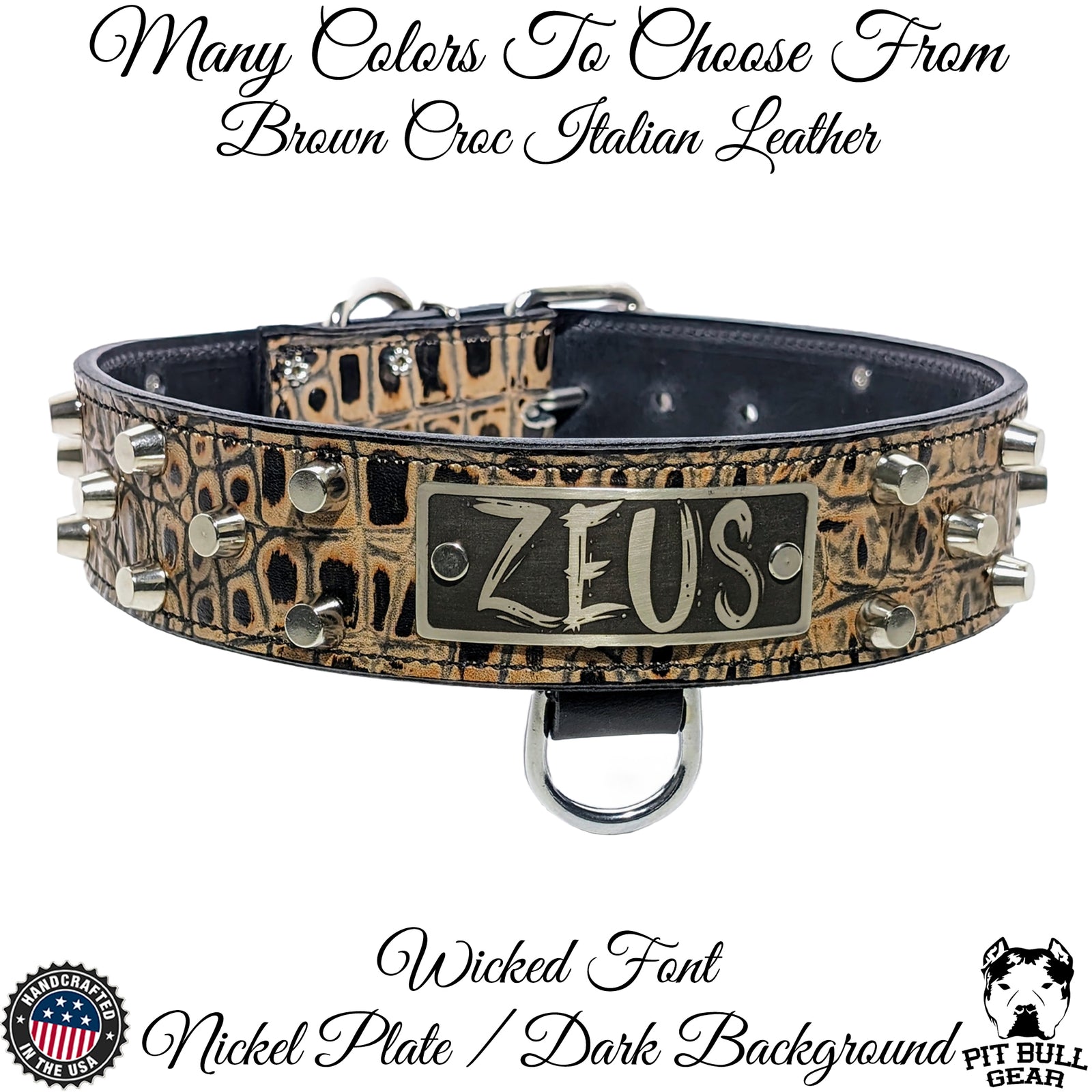 WN4 - 2" Wide Personalized Leather Dog Collar with Bucket Studs