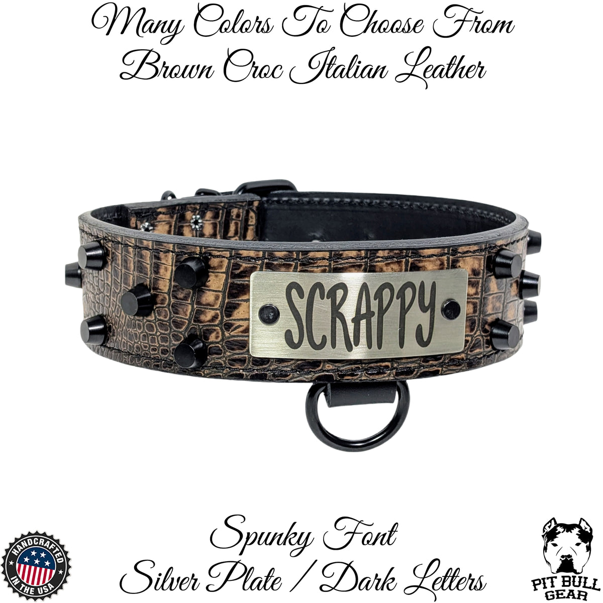 WN4 - 2" Wide Personalized Leather Dog Collar with Bucket Studs