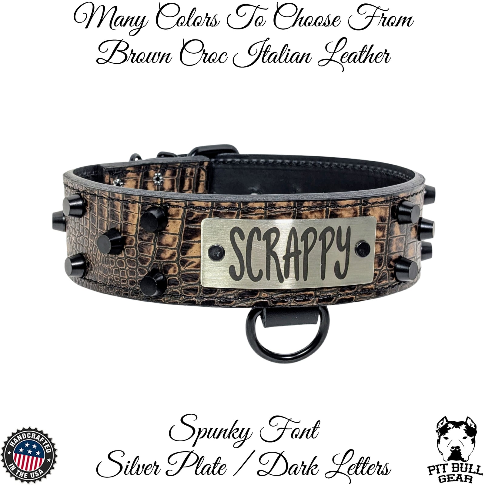 WN4 - 2" Wide Personalized Leather Dog Collar with Bucket Studs