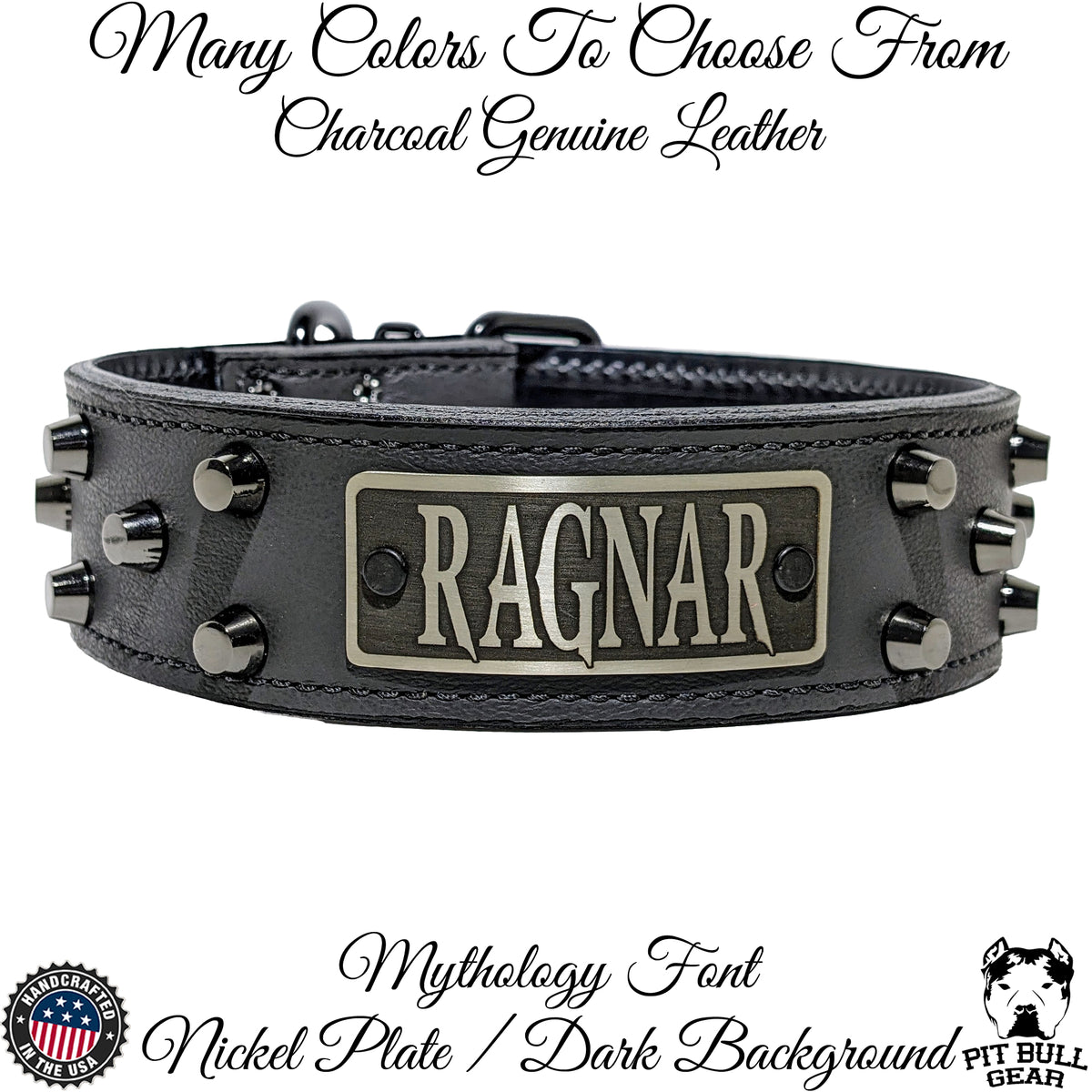 WN4 - 2" Wide Personalized Leather Dog Collar with Bucket Studs