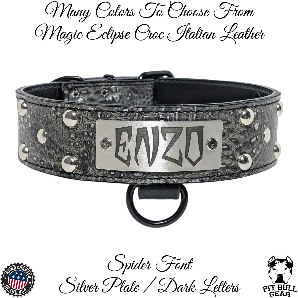 WN4 - 2" Wide Personalized Leather Dog Collar with Bucket Studs