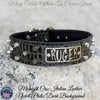Leather Dog Collar Personalized Name Plate Studded 2" Wide - WN4