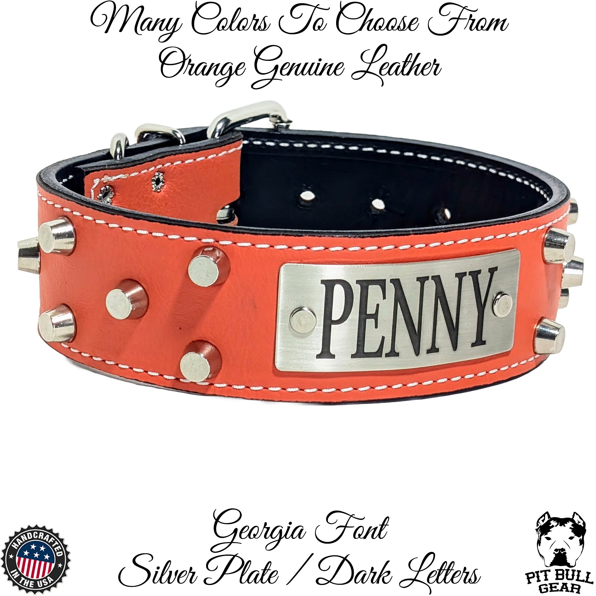 WN4 - 2" Wide Personalized Leather Dog Collar with Bucket Studs