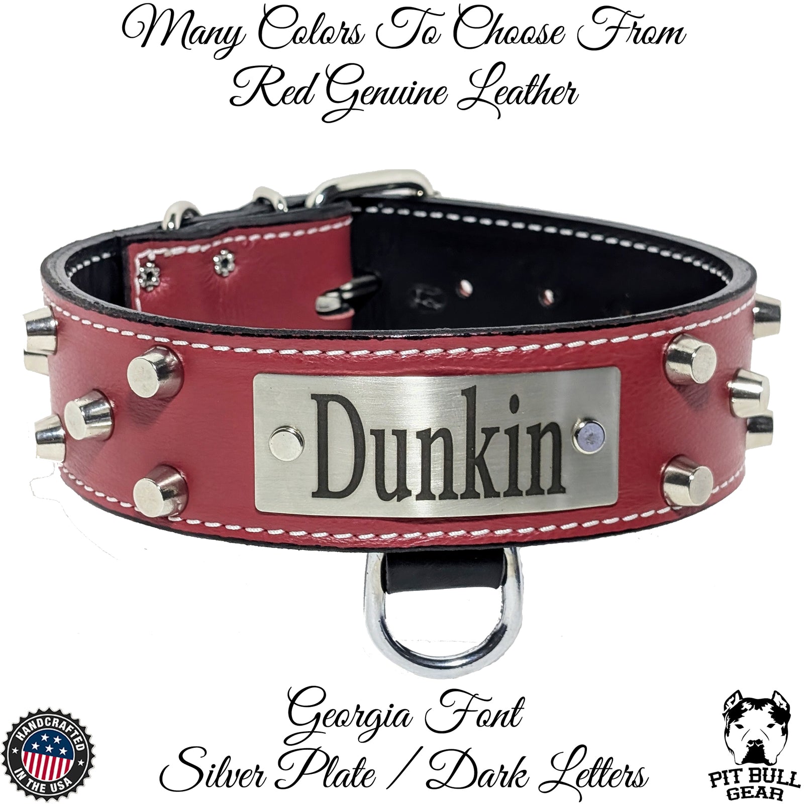 WN4 - 2" Wide Personalized Leather Dog Collar with Bucket Studs