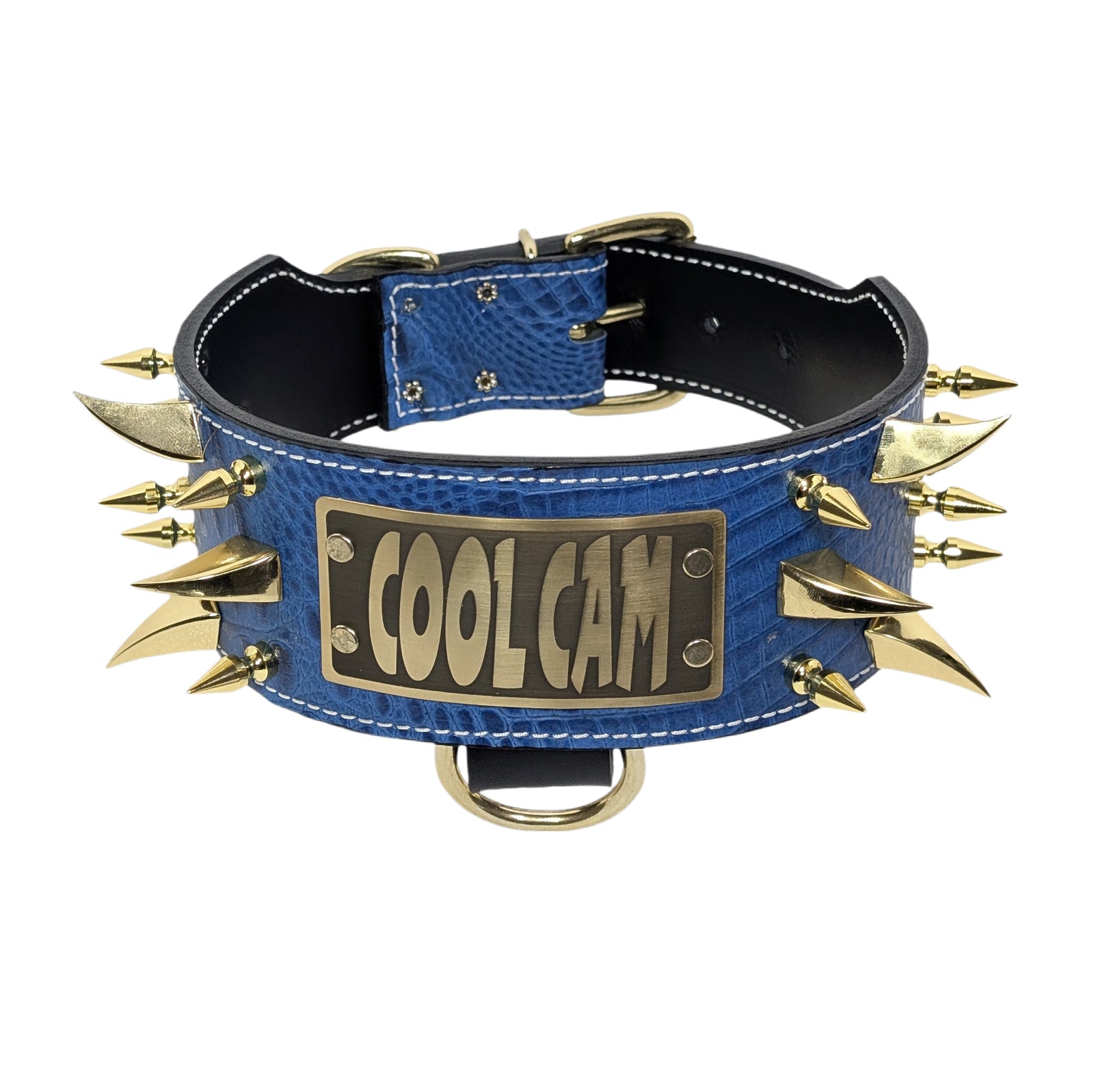 X14 - 3" Wide Personalized Spiked Leather Dog Collar