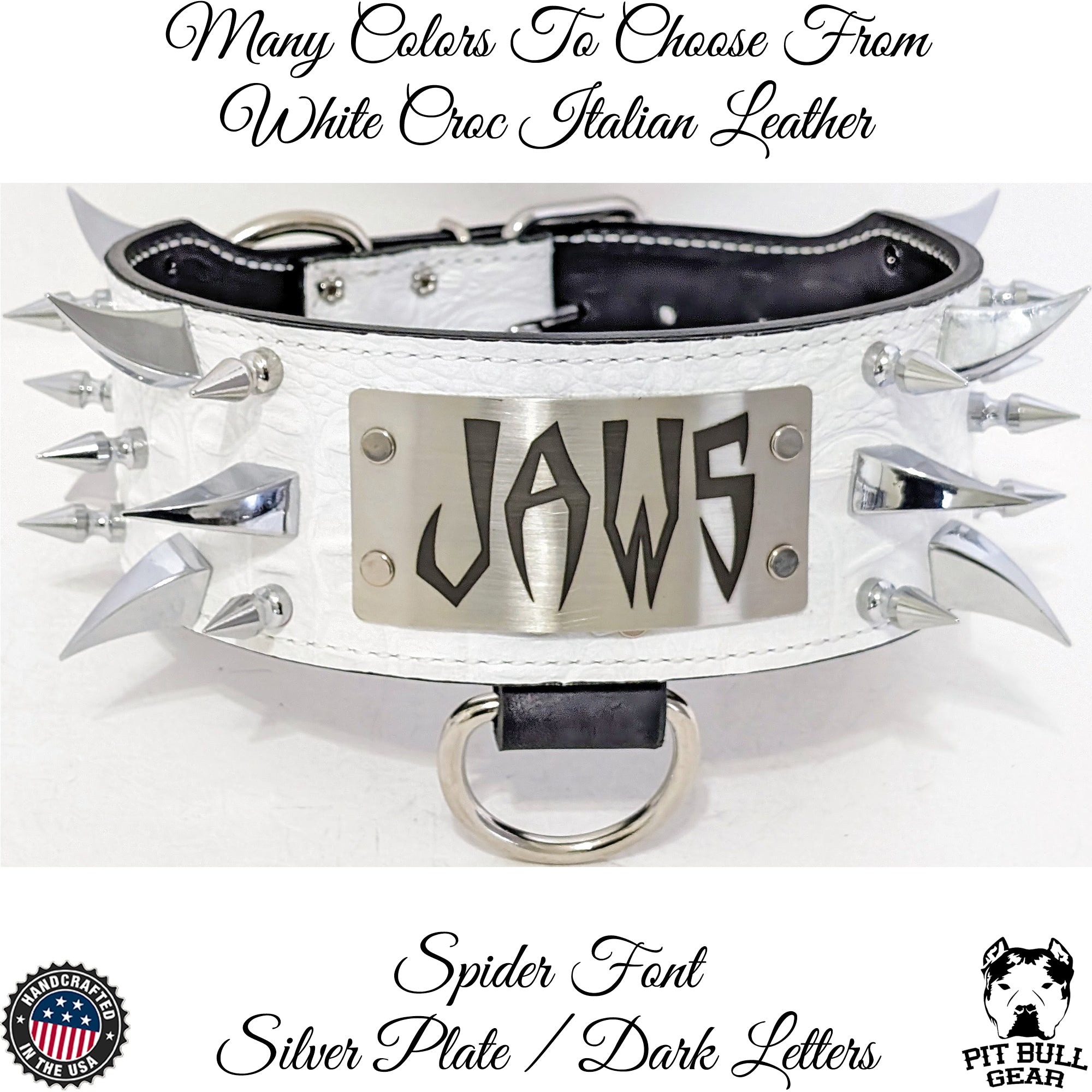 X14 - 3" Wide Personalized Spiked Leather Dog Collar