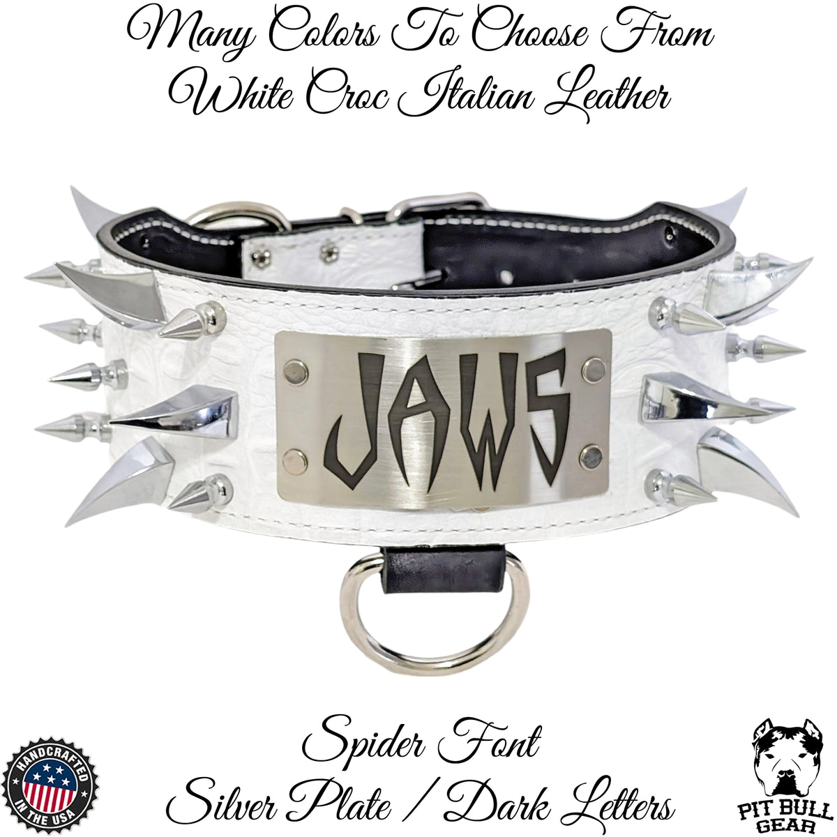 X14 - 3" Wide Personalized Spiked Leather Dog Collar