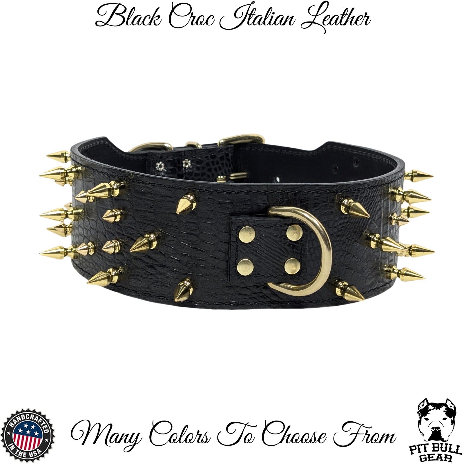 X2 - 3" Wide Spiked Leather Dog Collar
