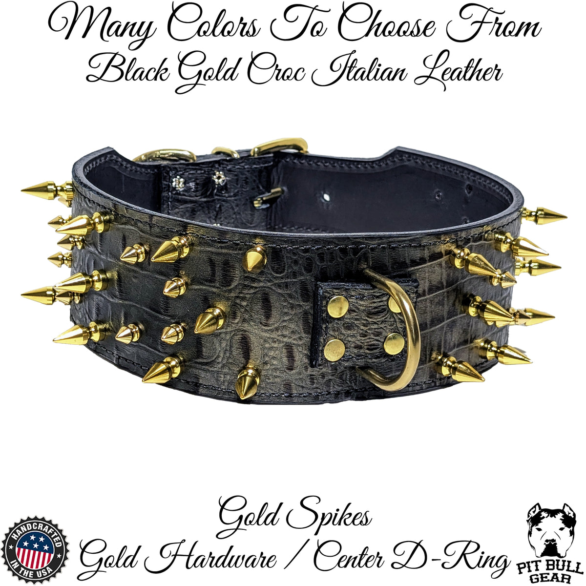 X2 - 3&quot; Wide Spiked Leather Dog Collar