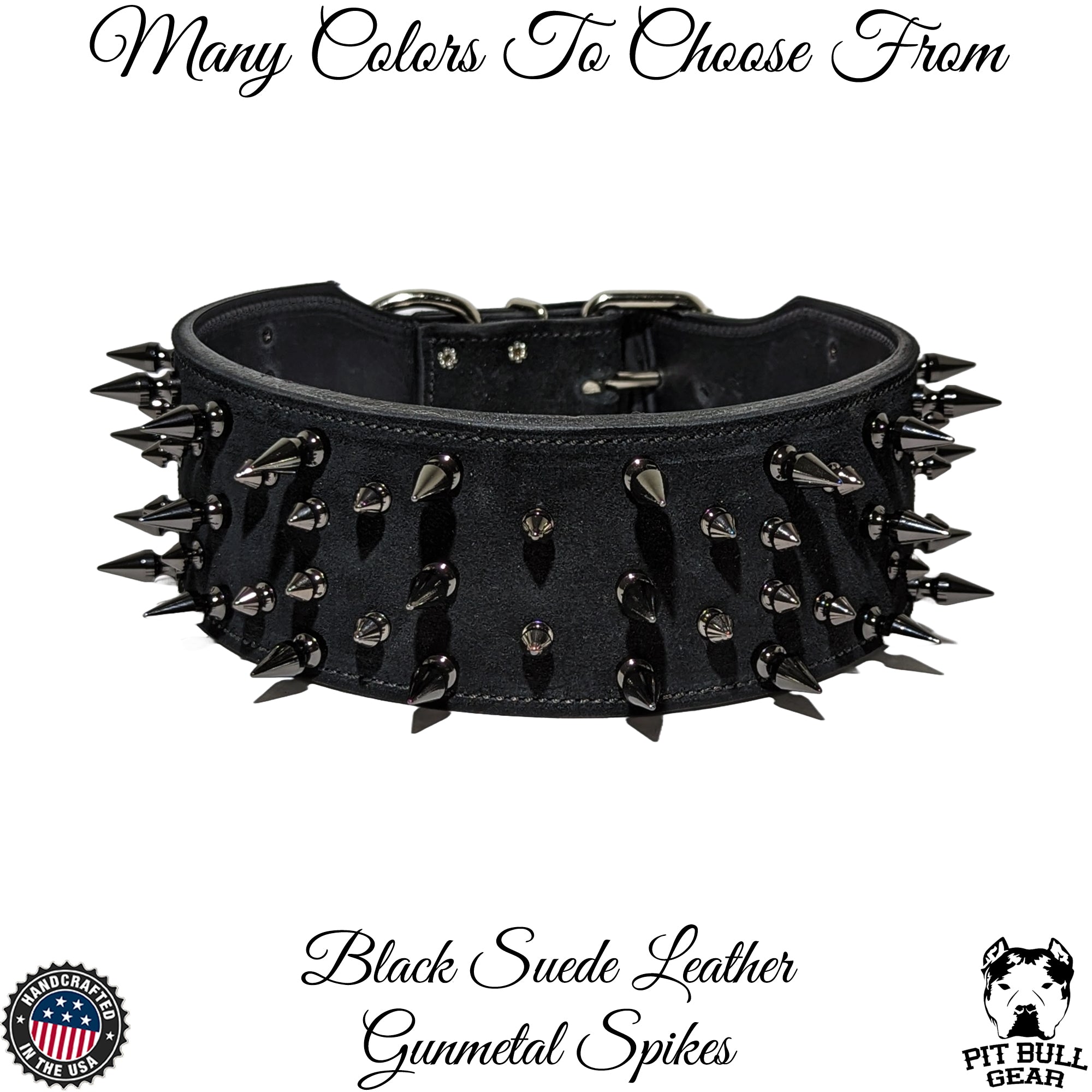 X2 - 3" Wide Spiked Leather Dog Collar