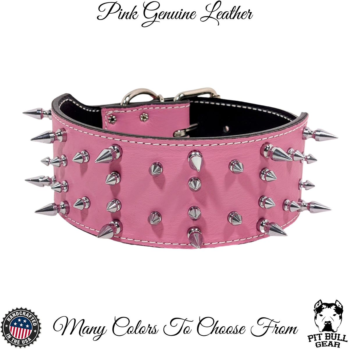 X2 - 3" Wide Spiked Leather Dog Collar