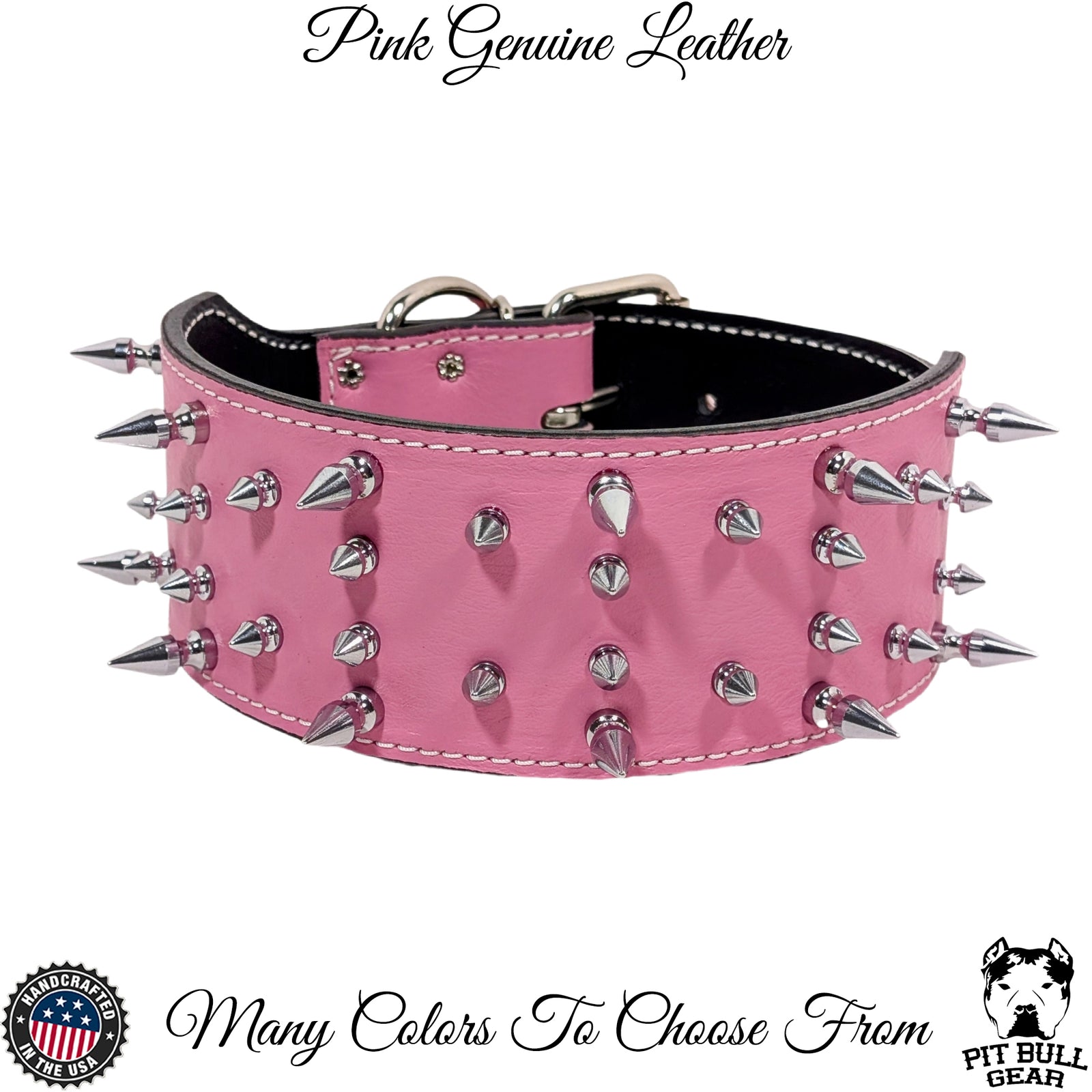 X2 - 3" Wide Spiked Leather Dog Collar