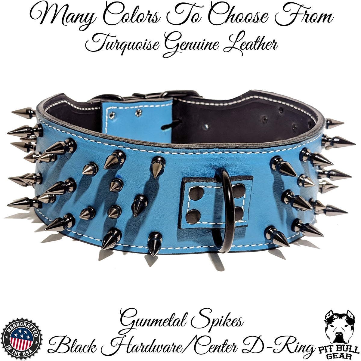 X2 - 3" Wide Spiked Leather Dog Collar