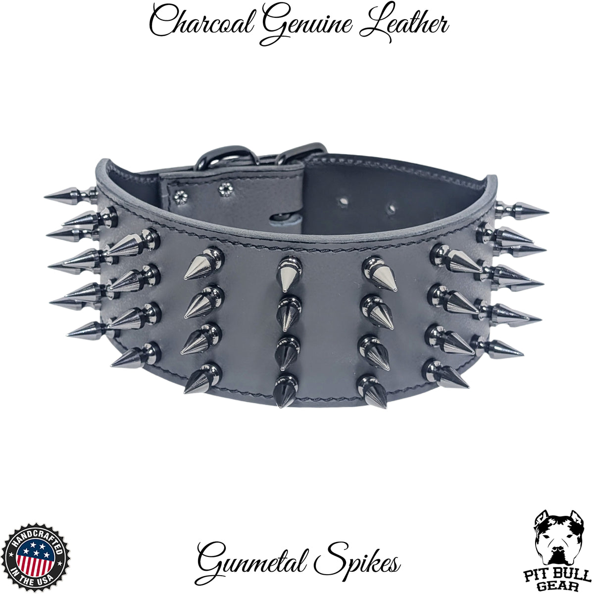 X32 - 3" Wide Leather Dog Collar with Spikes