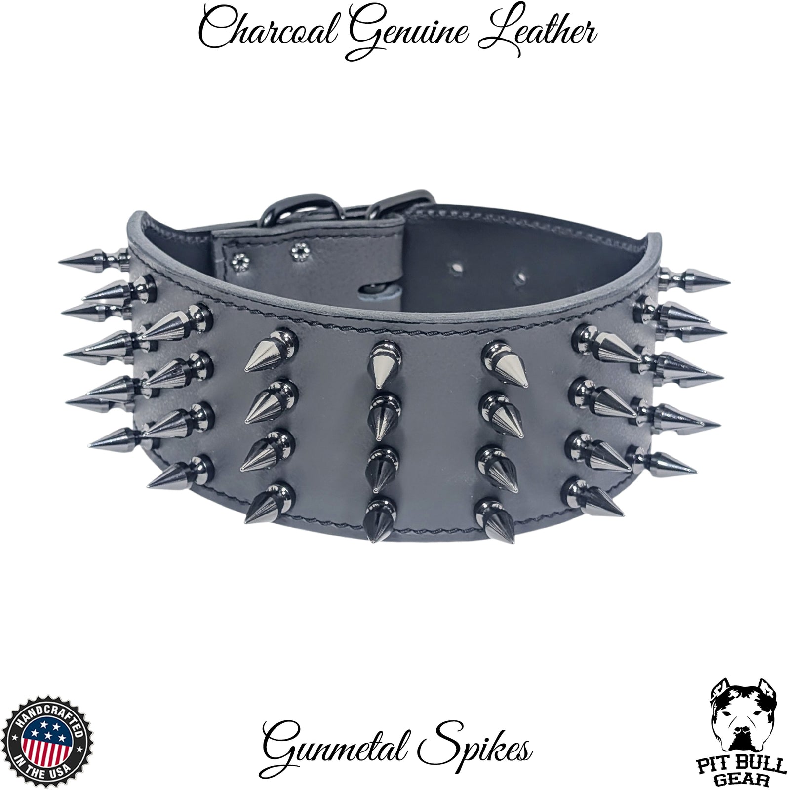 X32 - 3" Wide Leather Dog Collar with Spikes