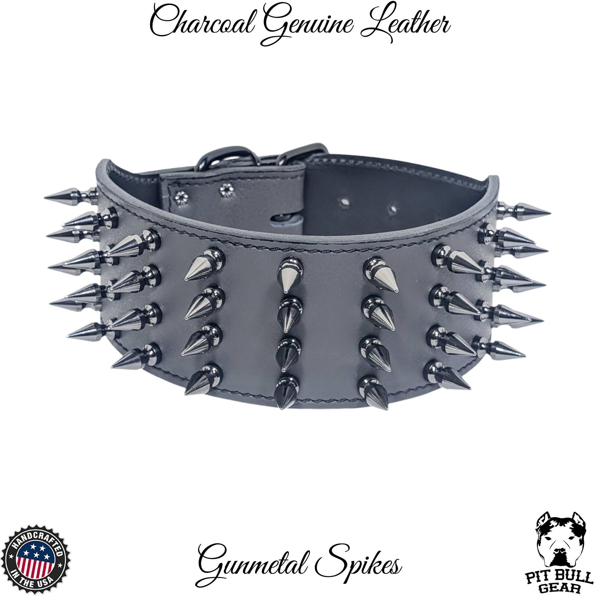X32 - Collar de cuero para perros de 3" de ancho con púas