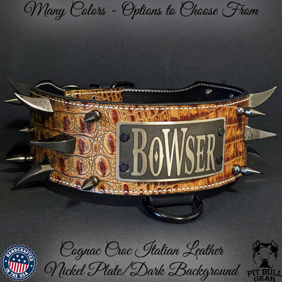 X37 - 3" Personalized Spiked Leather Dog Collar
