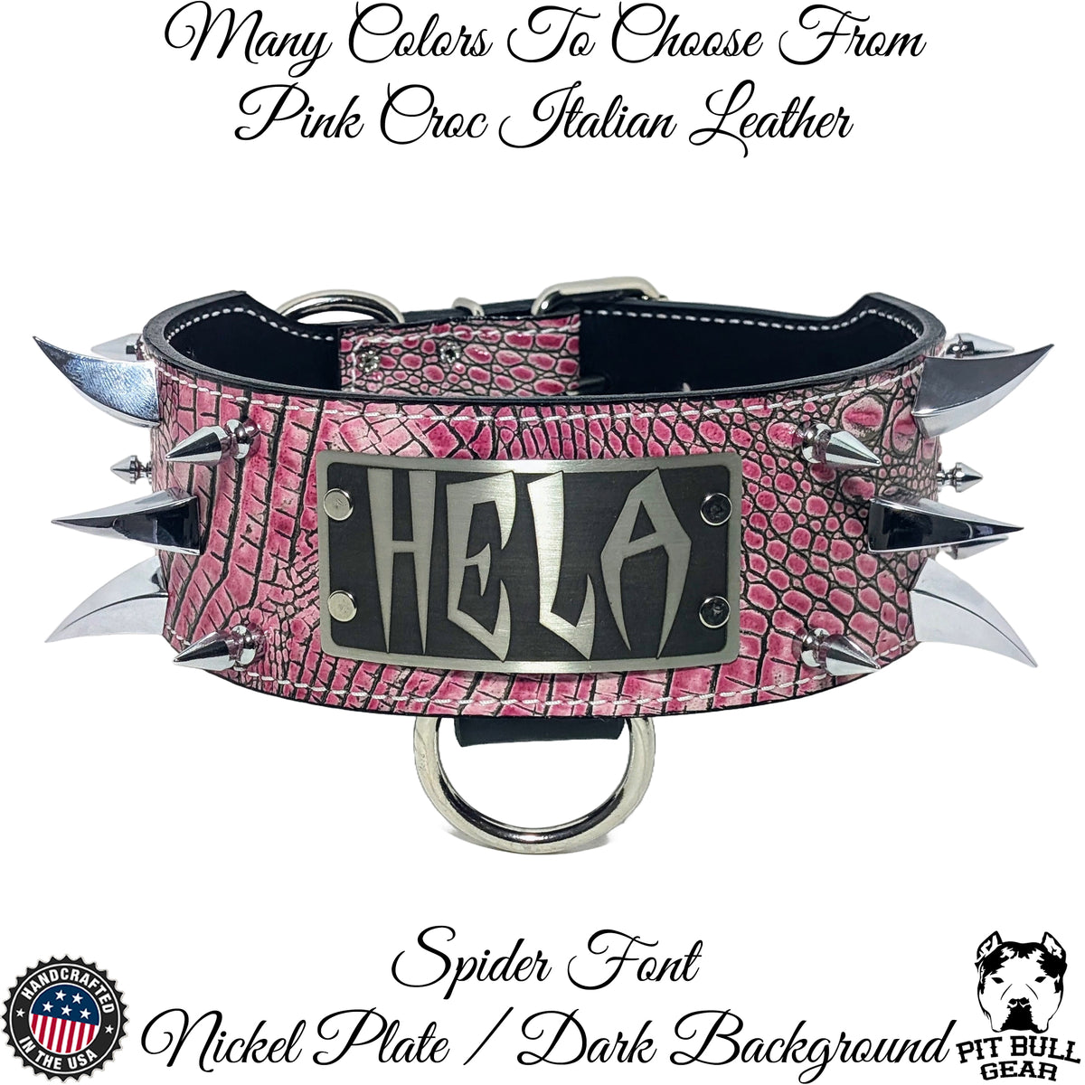X37 - 3" Wide Personalized Spiked Leather Dog Collar