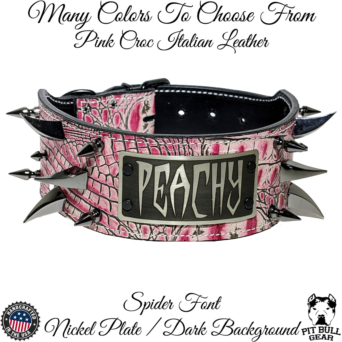 X37 - 3" Wide Personalized Spiked Leather Dog Collar