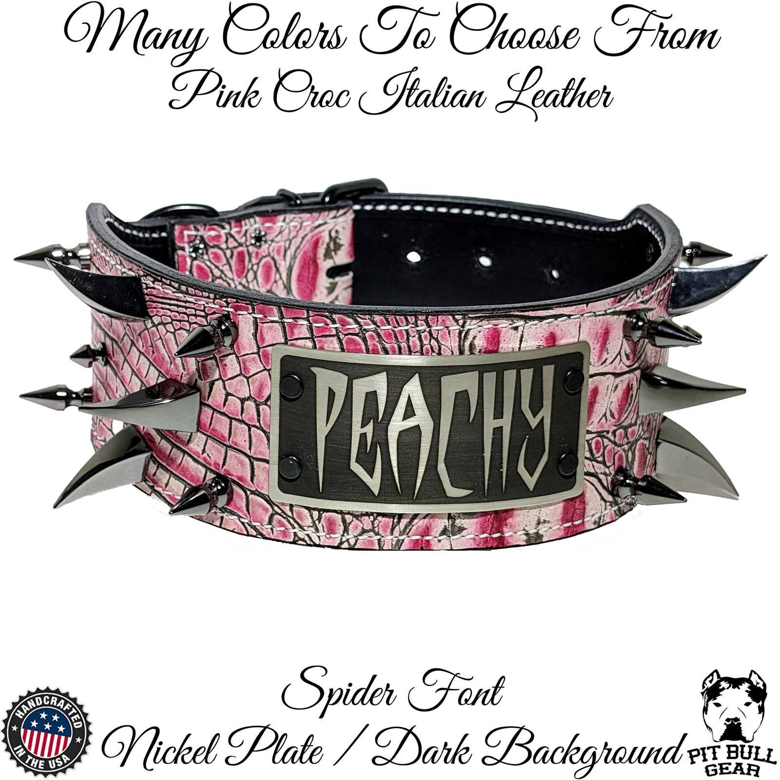 X37 - 3" Wide Personalized Spiked Leather Dog Collar