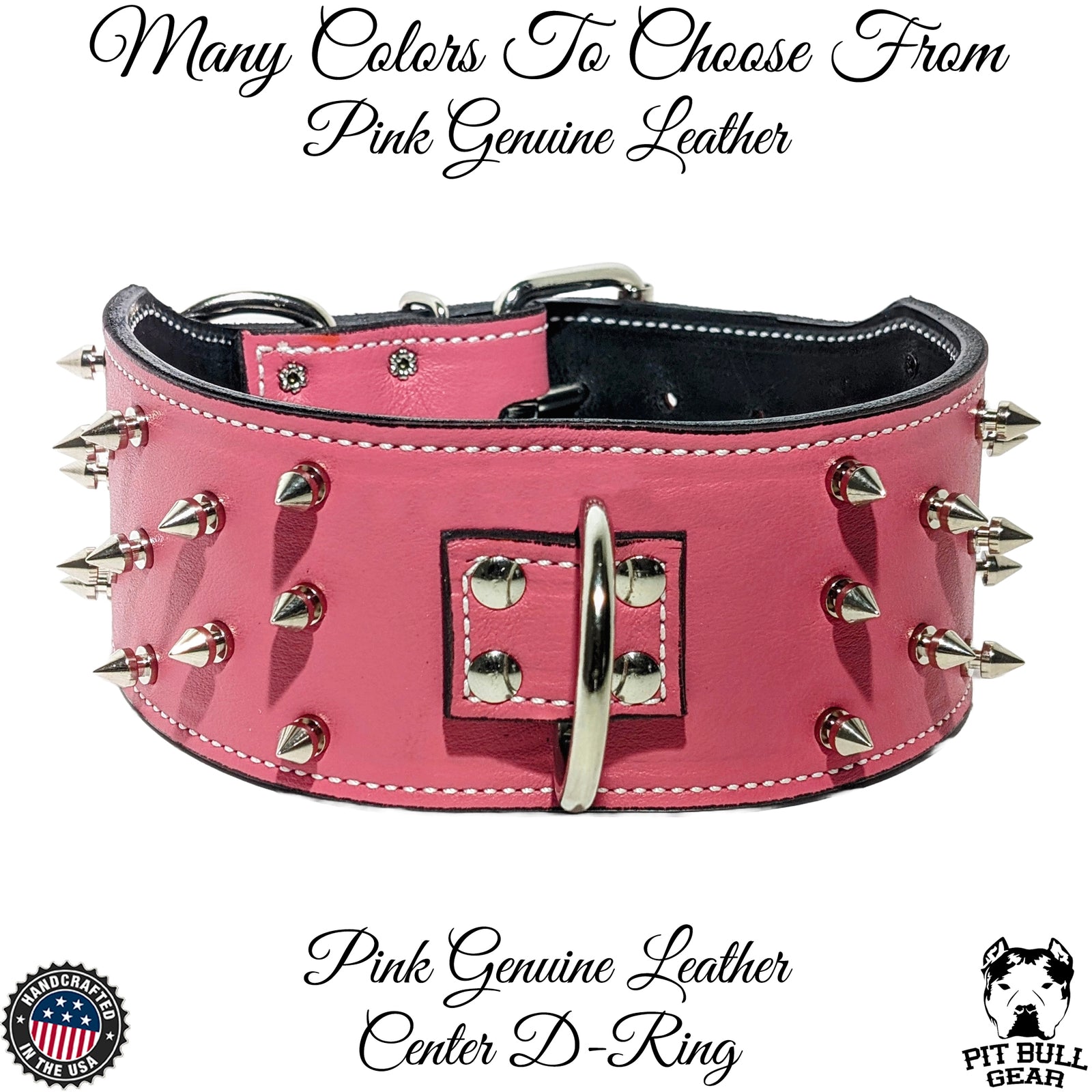 Spiked Leather Dog Collar Big Dog Collar 3" Wide Heavy Duty Collar - X54